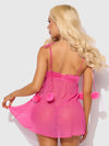 Marilyn Marabou & Mesh Babydoll & G-String Set Pink Dragon