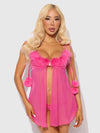 Marilyn Marabou & Mesh Babydoll & G-String Set Pink Dragon