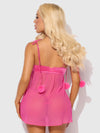 Marilyn Marabou & Mesh Babydoll & G-String Set Pink Dragon