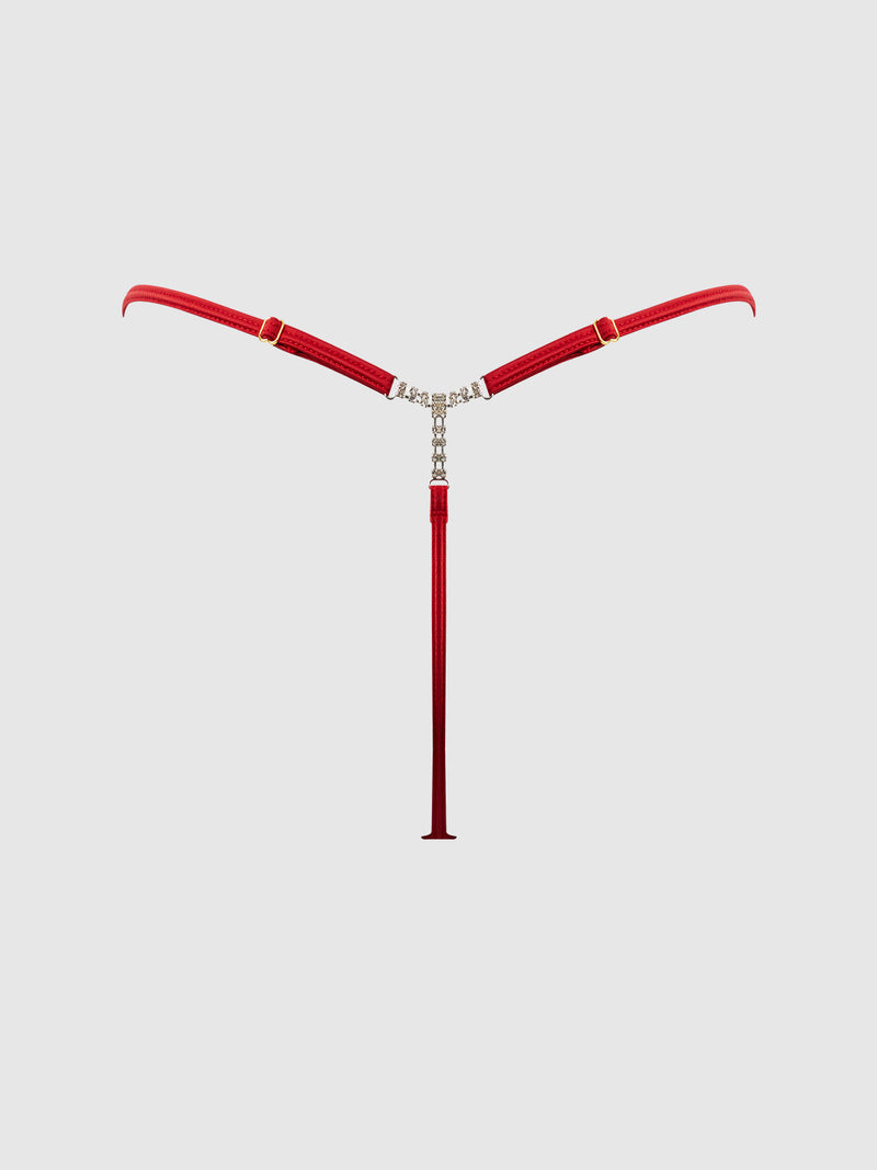 Marilyn Mesh & Pom Pom G-String Panty Crimson Red