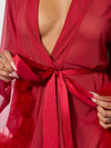 Marilyn Mesh & Feathers Short Robe Crimson Red