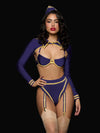 Flying High Pilot Bra Top, High Waist Panty & Hat Set Costume