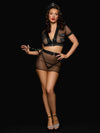 Under Arrest Mesh Top, Open Back Skirt, & Cuffs Set Costume