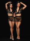 Under Arrest Mesh Top, Open Back Skirt, & Cuffs Set Costume