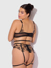 Delilah Embroidered Sheer Bra Set Black/Taupe