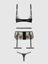 Delilah Embroidered Sheer Bra Set Black/Taupe