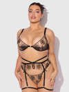 Delilah Embroidered Sheer Bra Set Black/Taupe
