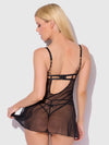 Delilah Embroidered Sheer Babydoll Set Black/Taupe
