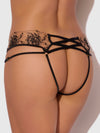 Delilah Embroidered Sheer Hipster Ouvert Panty Black/Taupe