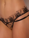 Delilah Embroidered Sheer Hipster Ouvert Panty Black/Taupe