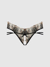 Delilah Embroidered Sheer Hipster Ouvert Panty Black/Taupe