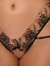 Delilah Embroidered Sheer Hipster Ouvert Panty Black/Taupe