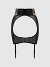Delilah Embroidered Sheer Open Back Garter Skirt Black/Taupe