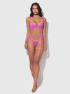 Reanna Lace & Chain Garter Bra Set Pink