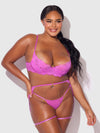 Reanna Lace & Chain Garter Bra Set Pink
