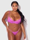 Reanna Lace & Chain Garter Bra Set Pink