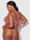 Reanna Lace & Chain Garter Bra Set Pink