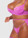 Reanna Lace & Chain Garter Bra Set Pink