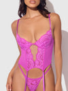 Reanna Lace & Chain Merrywidow Bustier Set Pink