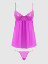 Reanna Lace & Chain Babydoll Set Pink