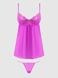 Reanna Lace & Chain Babydoll Set Pink