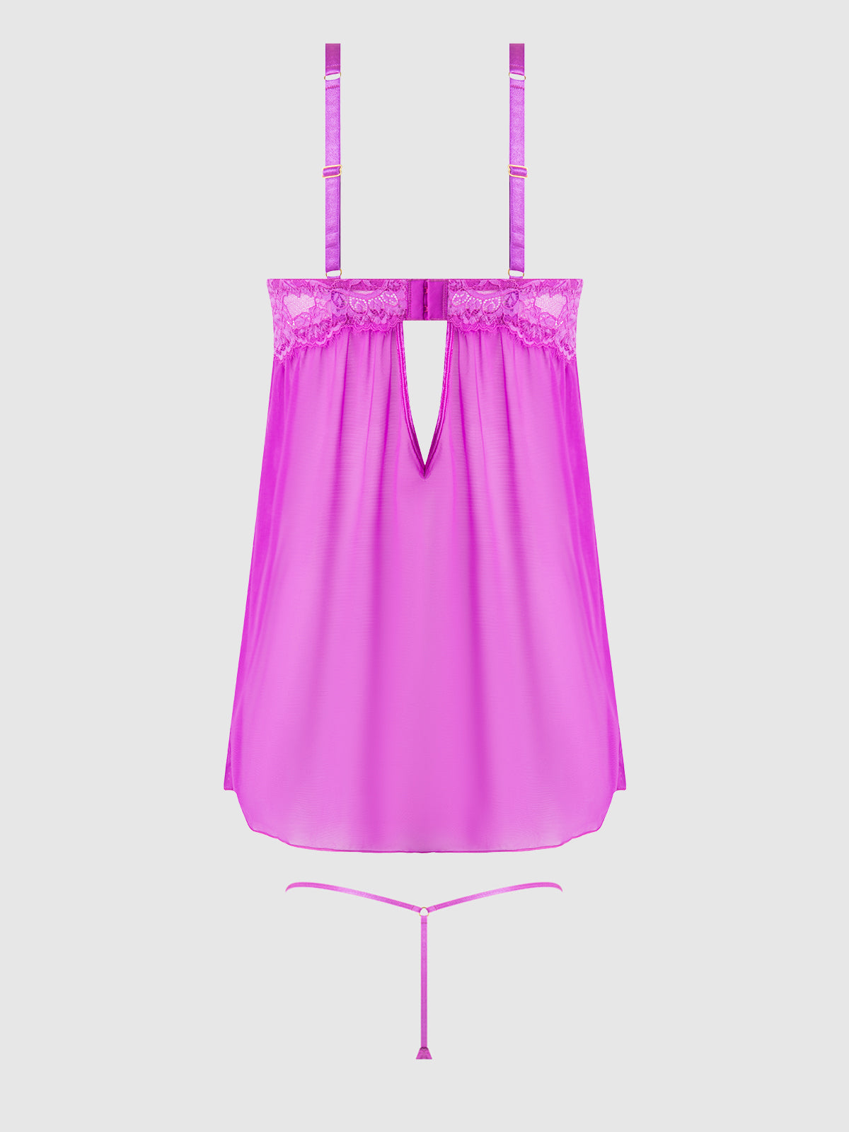 Reanna Lace & Chain Babydoll Set Pink