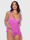 Reanna Lace & Chain Babydoll Set Pink