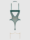 Evangeline Satin & Chain Halter Teddy Emerald