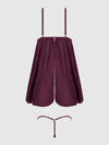 Yasmine Shine Mesh O-Ring Open Cup Babydoll Set Plum