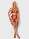 Iryna Silky Micro & Rope Bra Set Crimson Red
