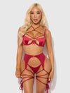 Iryna Silky Micro & Rope Bra Set Crimson Red