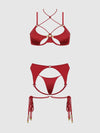Iryna Silky Micro & Rope Bra Set Crimson Red
