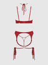 Iryna Silky Micro & Rope Bra Set Crimson Red