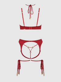 Iryna Silky Micro & Rope Bra Set Crimson Red