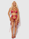 Iryna Silky Micro & Rope Bra Set Crimson Red
