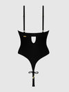 Iryna Silky Micro & Rope Crotchless Teddy Black