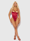 Iryna Silky Micro & Rope Crotchless Teddy Crimson Red