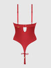 Iryna Silky Micro & Rope Crotchless Teddy Crimson Red