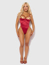 Iryna Silky Micro & Rope Crotchless Teddy Crimson Red