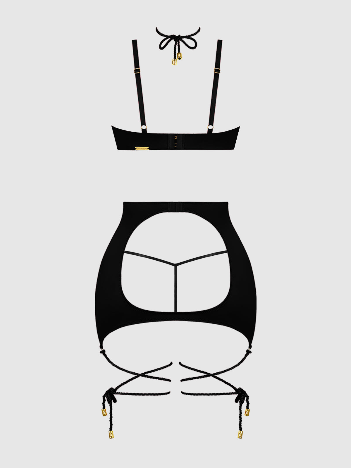 Iryna Silky Micro & Rope Open Back Chemise Set