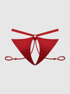 Iryna Silky Micro & Rope Crotchless & Hand Cuff Hipster Crimson Red
