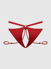 Iryna Silky Micro & Rope Crotchless & Hand Cuff Hipster Crimson Red