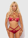 Iryna Silky Micro & Rope Crotchless & Hand Cuff Hipster Crimson Red