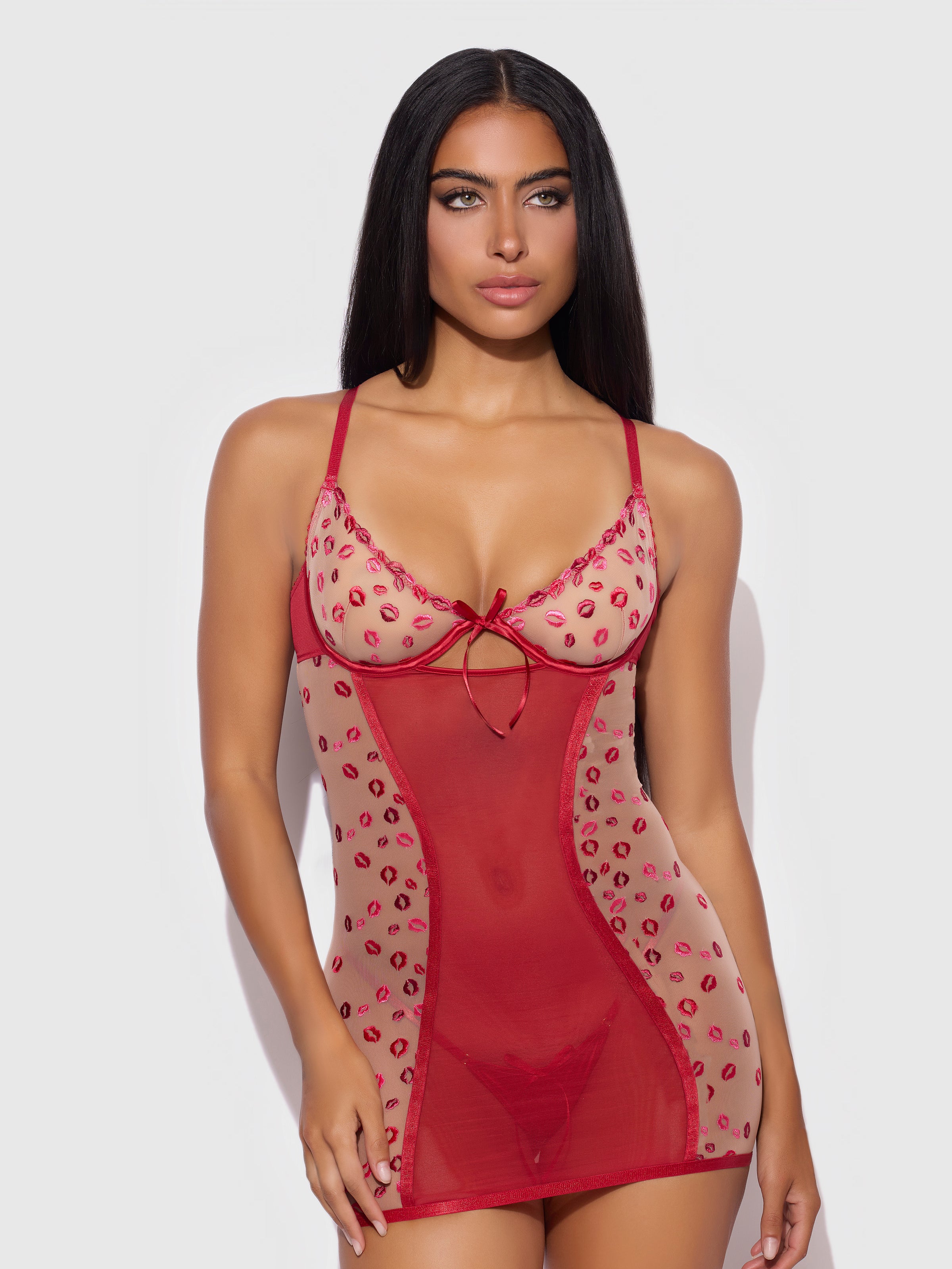 House of Desire Angelina Chemise Slip Kiss Embroidery