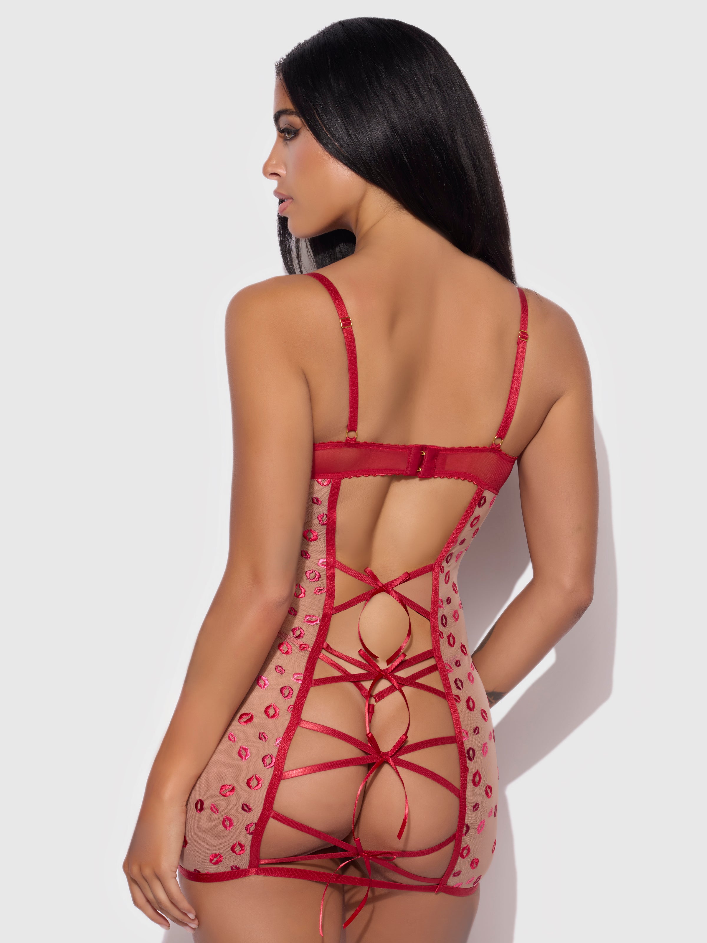 House of Desire Angelina Chemise Slip Kiss Embroidery