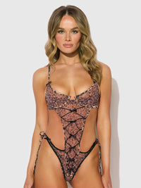 Alia Leopard Mesh Crotchless Teddy