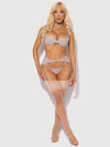 Presley Rhinestone Halter Shine Mesh Demi Bra Set Silver Gray