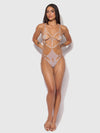 Presley Shine Mesh Open Cup & Crotchless Rhinestone Teddy