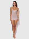 Presley Shine Mesh & Rhinestone Chemise & G-String Set