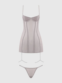 Presley Shine Mesh & Rhinestone Chemise & G-String Set